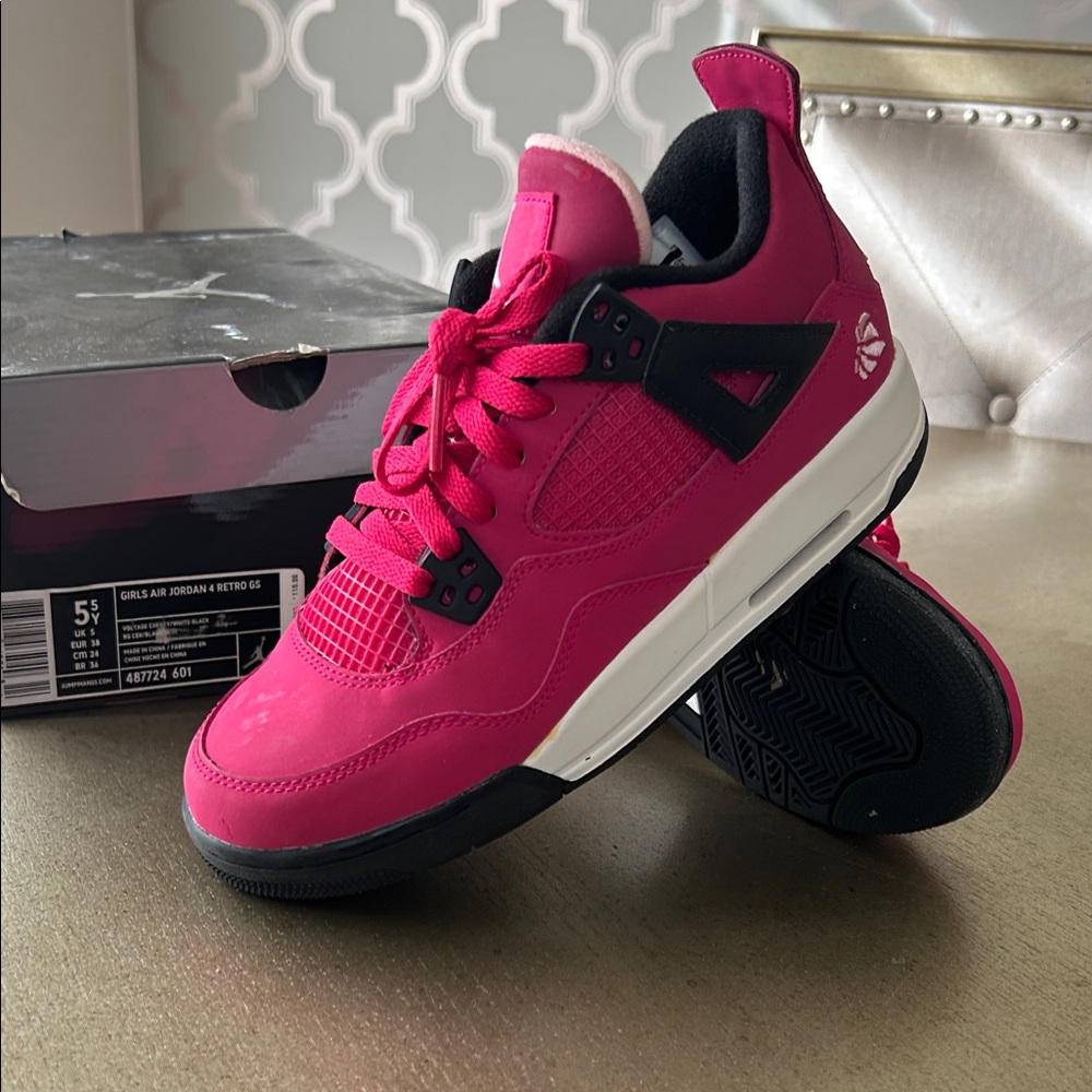 Jordan Women's Pink and Black Sneakers